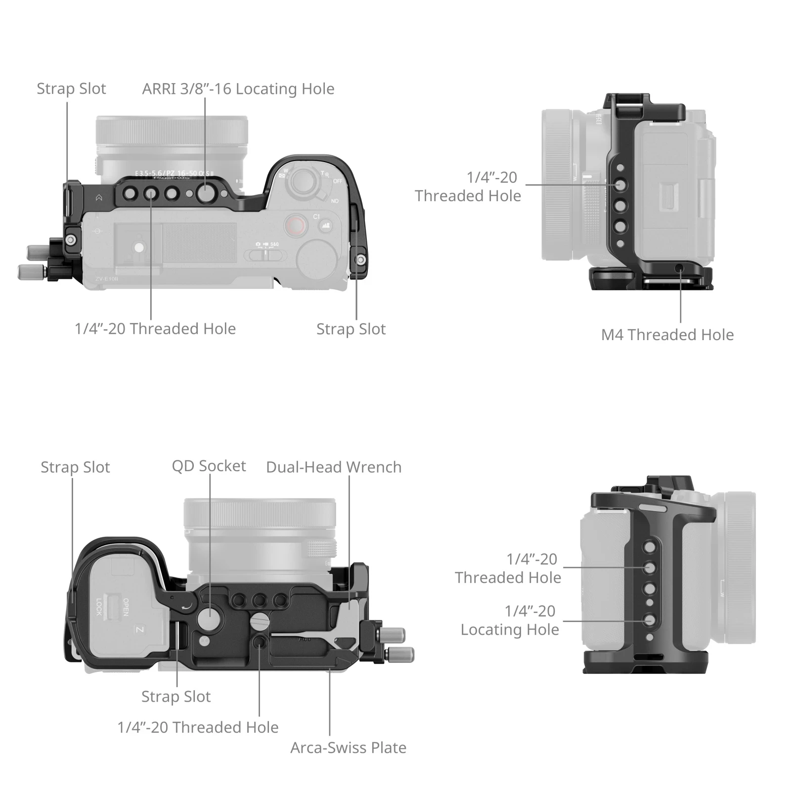 Sony Camera Zv-E10 - Smallrig HawkLock مجموعة قفص الإفراج السريع