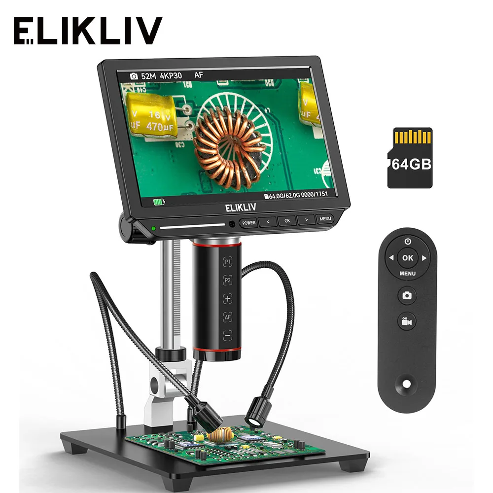 Elikliv EM4K-AF 4K مجهر رقمي ض - مراجعة Electronics Repair Videos وسعره