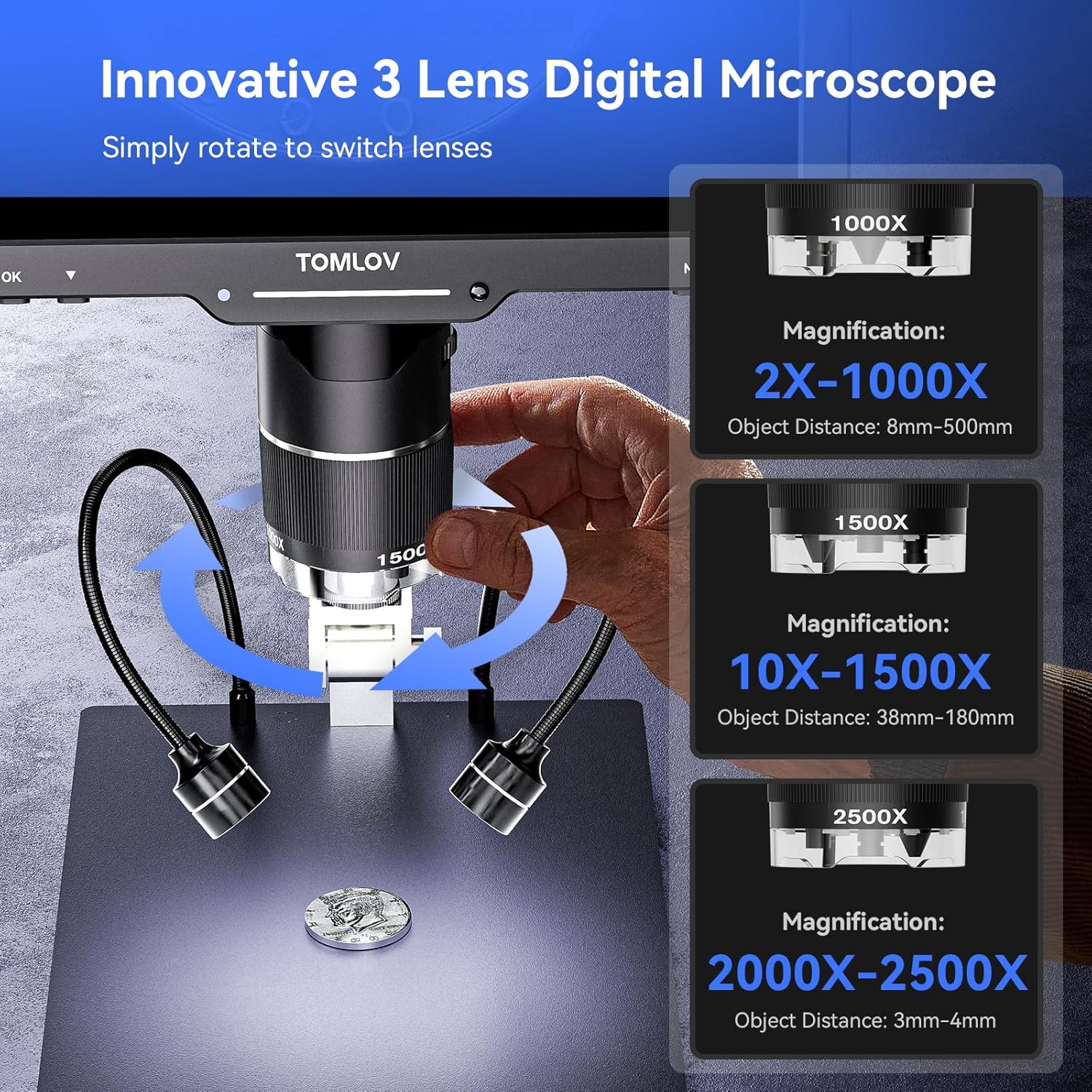 مجهر رقمي ثلاثي العدسات من توم - مراجعة Electronics Repair Videos وسعره